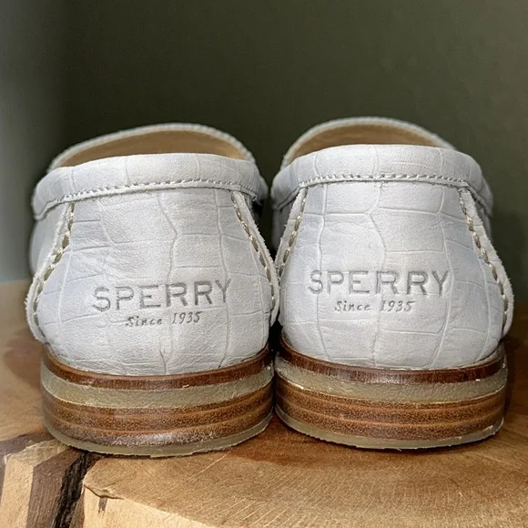 *LIKE NEW* SPERRY Seaport Croc Gray Nubuck Leather Penny Loafer - Picture 4 of 16